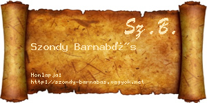 Szondy Barnabás névjegykártya